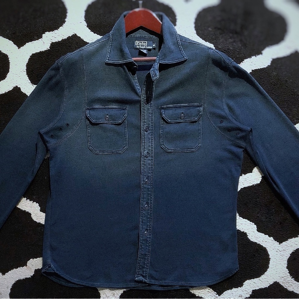 NWOT RARE Polo Ralph Lauren Indigo Western Knit Workshirt Medium (fits Large)
